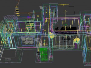 panoramic modern style living room restaurant space 42 3D Modell
