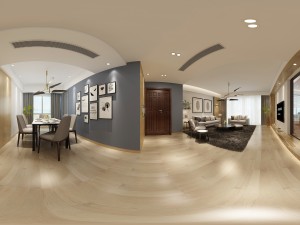 panoramic modern style living room restaurant space 43 3D Model