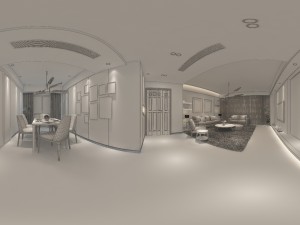 panoramic modern style living room restaurant space 43 Modello 3D