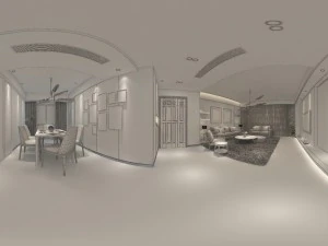 panoramic modern style living room restaurant space 43 3D Model