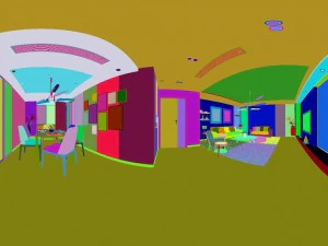 panoramic modern style living room restaurant space 43 3D Model