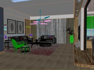 panoramic modern style living room restaurant space 43 3D Model
