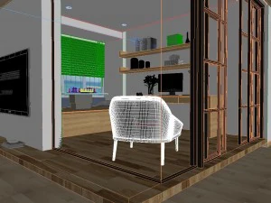 panoramic modern style living room restaurant space 43 3D Model