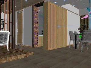 panoramic modern style living room restaurant space 43 3D Model