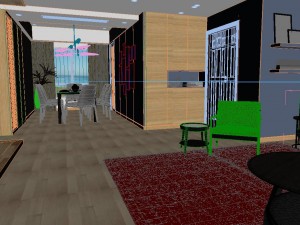 panoramic modern style living room restaurant space 43 Modello 3D