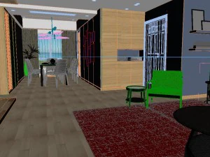 panoramic modern style living room restaurant space 43 3D Model