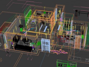 panoramic modern style living room restaurant space 43 Modello 3D