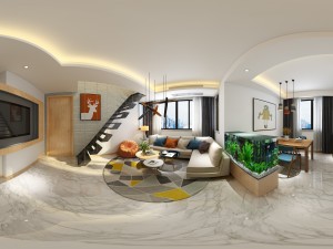 panoramic modern style living room restaurant space 44 3D 模型