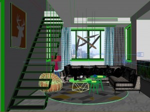 panoramic modern style living room restaurant space 44 Modelo 3D