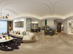 panoramic modern style living room restaurant space 45 Model 3D