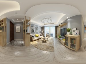 panoramic modern style family living room restaurant 46 3D-Modell