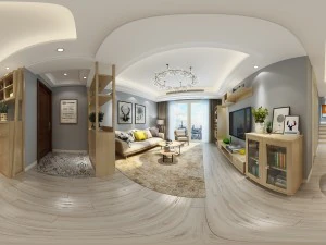 panoramic modern style family living room restaurant 46 3D Model