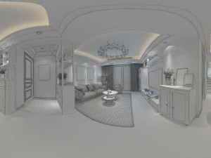panoramic modern style family living room restaurant 46 3D Model