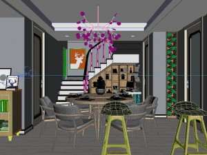 panoramic modern style family living room restaurant 46 3D मॉडल