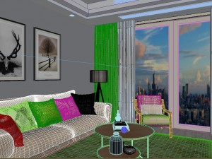 panoramic modern style family living room restaurant 46 3D मॉडल