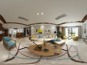 soggiorno panoramico in stile moderno sala da pranzo 47 Modello 3D