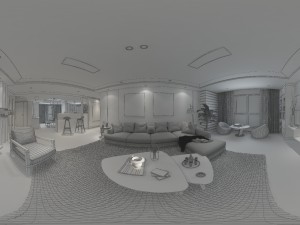 panoramic modern style living room dining room 47 Model 3D