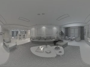 panoramic modern style living room dining room 47 3D Model