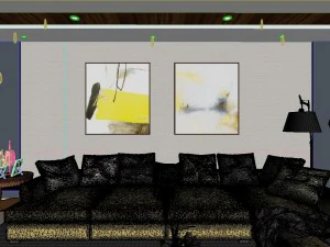 panoramic modern style living room dining room 47 3D Model