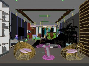 panoramic modern style living room dining room 47 Model 3D