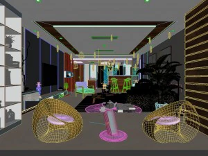 panoramic modern style living room dining room 47 3D Model