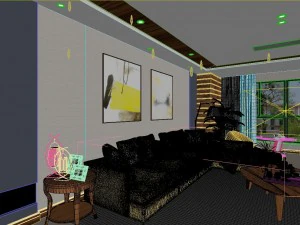 panoramic modern style living room dining room 47 3D Model