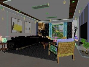 panoramic modern style living room dining room 47 Model 3D