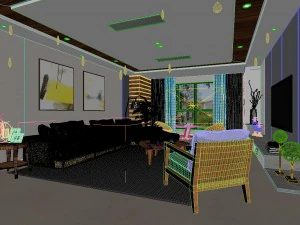 panoramic modern style living room dining room 47 3D Model