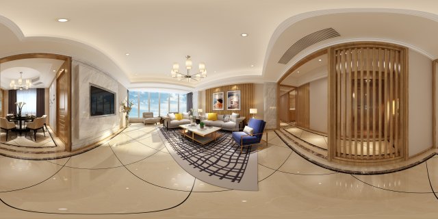 panoramic modern style living room restaurant space 48 Modello 3D .c4d .max .obj .3ds .fbx .stl .blend 