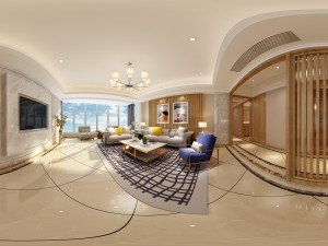 panoramic modern style living room restaurant space 48 3D 模型