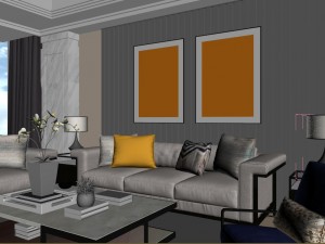 panoramic modern style living room restaurant space 48 Modello 3D