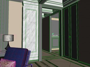 panoramic modern style living room restaurant space 48 Modello 3D