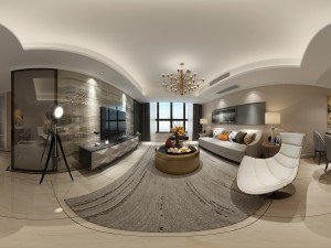 panoramic modern style living room restaurant space 49 3D Model