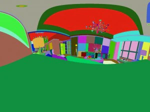 panoramic modern style living room restaurant space 49 3D Model