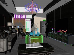 panoramic modern style living room restaurant space 49 Modèle 3D