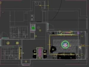 panoramic modern style living room restaurant space 49 3D Model