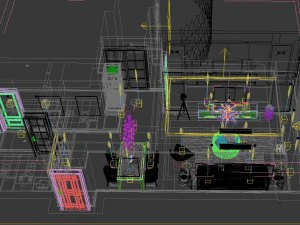 panoramic modern style living room restaurant space 49 3D Model