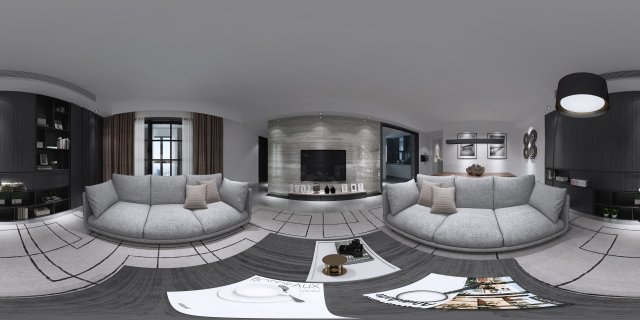 panoramic modern style living room restaurant space 50 Model 3D .c4d .max .obj .3ds .fbx .stl .blend 