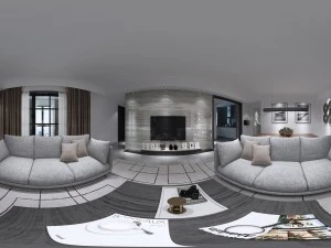 パノラマのモダンなスタイルのリビング ルーム レストラン スペース 50 3Dモデル