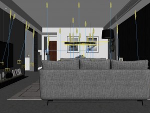 panoramic modern style living room restaurant space 50 Model 3D