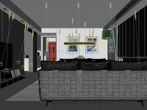 panoramic modern style living room restaurant space 50 Model 3D