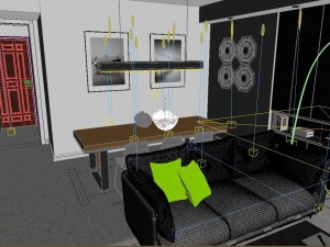 panoramic modern style living room restaurant space 50 Model 3D
