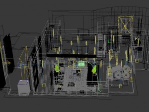 panoramic modern style living room restaurant space 50 Model 3D