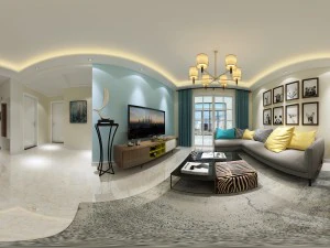 パノラマのモダンなスタイルのリビング ルーム レストラン スペース 51 3Dモデル