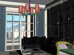 panoramic modern style living room restaurant space 51 3D Model