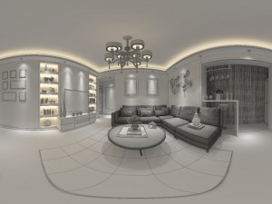 panoramic modern style living room restaurant space 52 3Dモデル