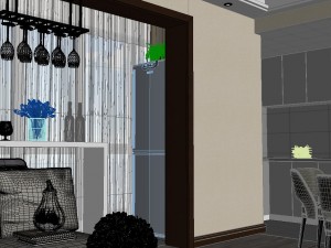 panoramic modern style living room restaurant space 52 3Dモデル