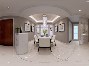 panoramic modern style living room restaurant space 53 3D Model