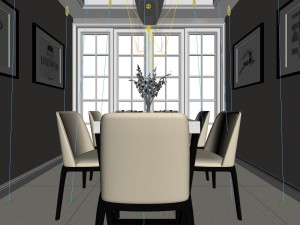 panoramic modern style living room restaurant space 53 3D Model
