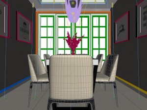 panoramic modern style living room restaurant space 53 3D Model